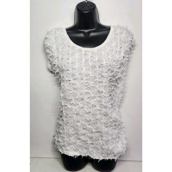 VNT lisa and me Women's XL white Sequence Boho Artsy textured sleeveless blouse - Picture 1 of 13